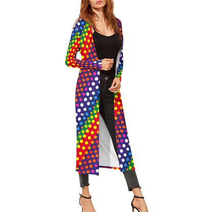 LGBTQ-Friendly Rainbow Polka Dot Women's Long-Sleeved Cloak by Luxtrini