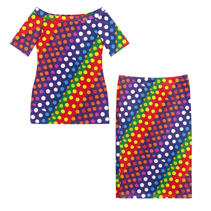 LGBTQ-Friendly Rainbow Polka Dot Guinea Style Maxi Dress Set by Luxtrini