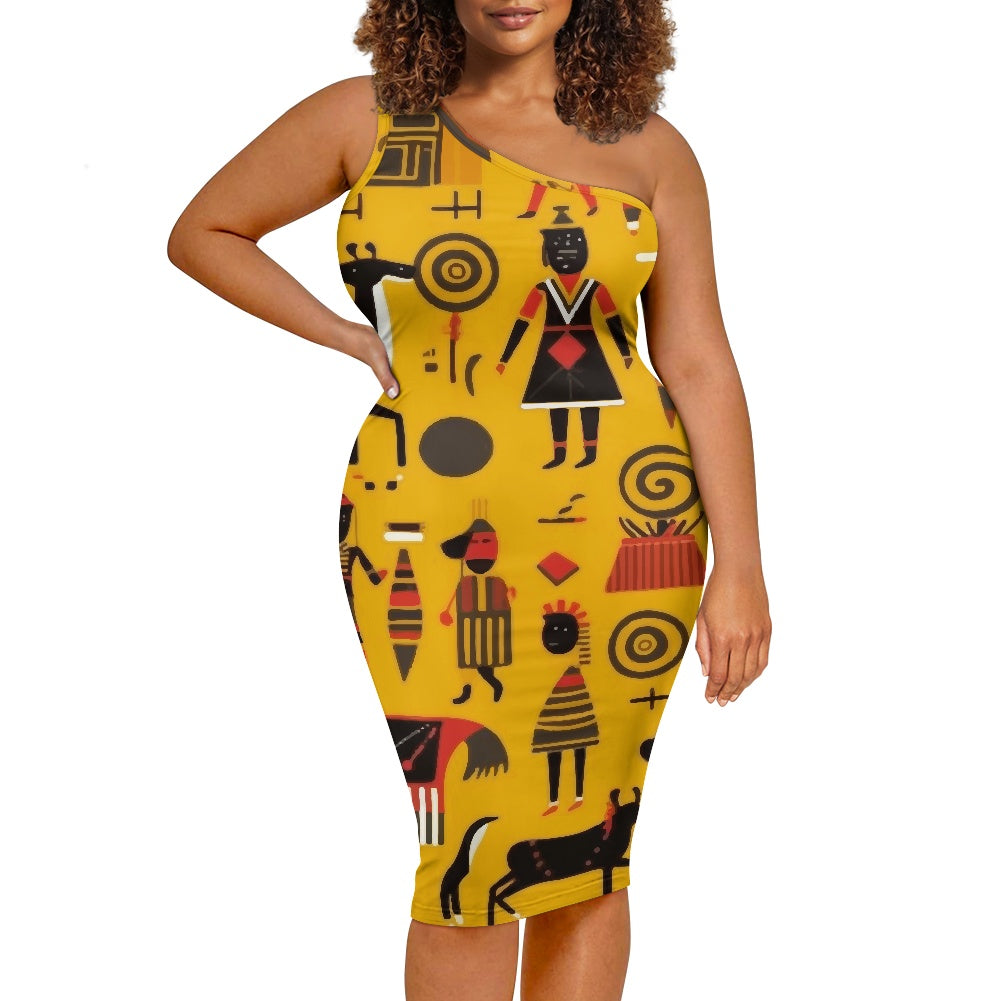 Discover Elegance: Luxtrini's One-Shoulder Slim Dress - Ethnic