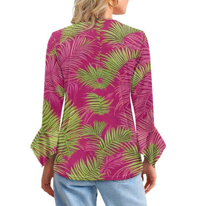 Women's V-neck button-down T-shirt