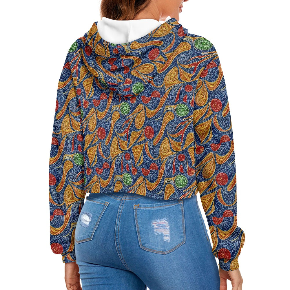 Women's midriff-baring sweatshirt - Abstract