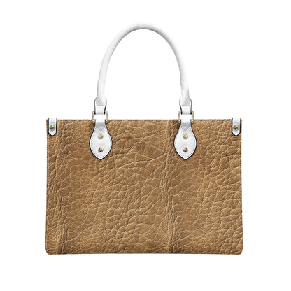 Natural Charm: Classic Brown Handbag with Intricate Grain Women's PU Leather Twill