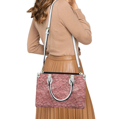 Pink Lamb Skin Pattern Handbag, Wallet and Keychain Bundle