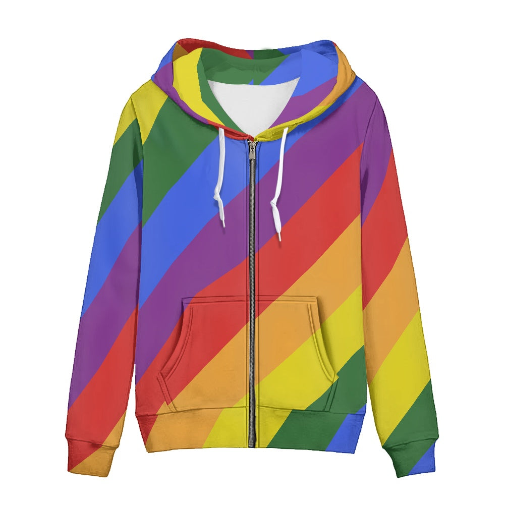 Rainbow Thin women's zipper hooded sweatshirt