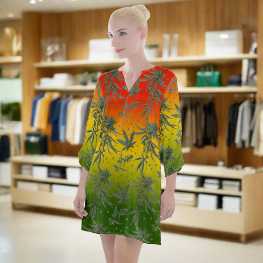 Marijuana Open Neck Shift Dress