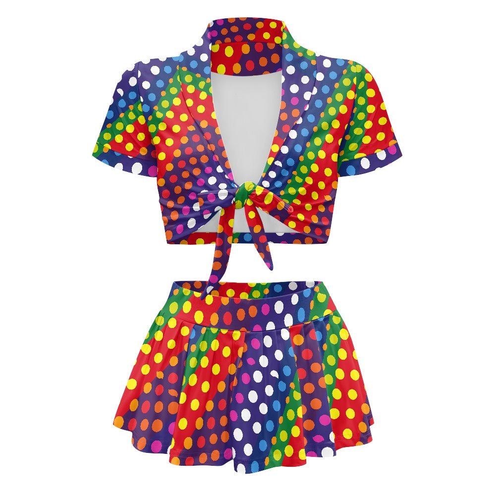 LGBTQ-Friendly Rainbow Polka Dot 
Cheerleaders Suit by Luxtrini