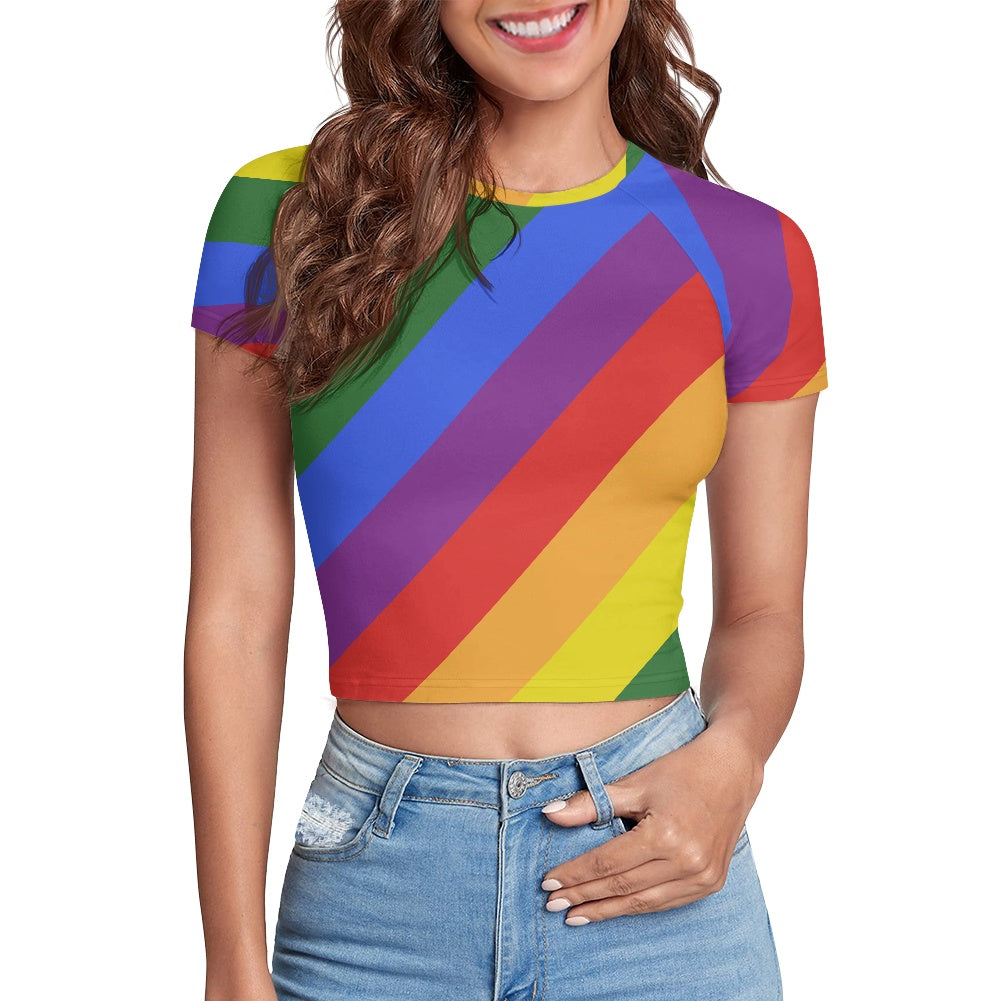 Rainbow Tight cropped navel-baring T-shirt