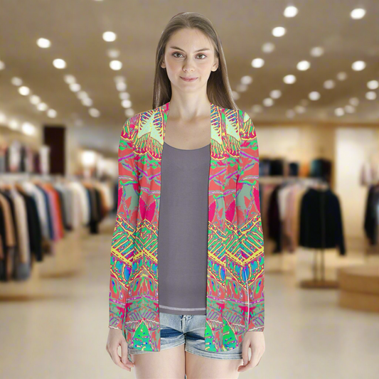 Rainbow Croton Drape Collar Cardigan