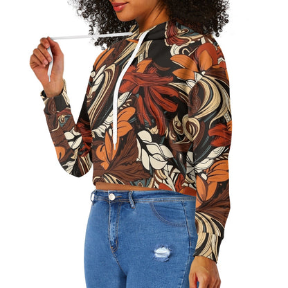 Women's midriff-baring sweatshirt - Floral Ethnic