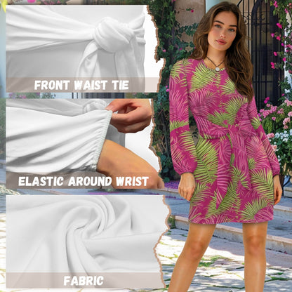 Waist Long Sleeve Tie Dress