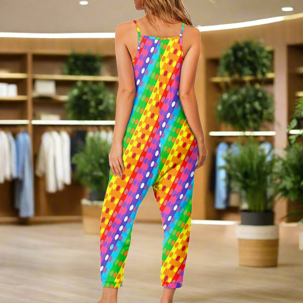 Rainbow Polka Dot Pride Rompers - Exclusive One-of-a-Kind Luxury Romper - Limited Edition, Ethically Made, and Stylishly Comfortable
