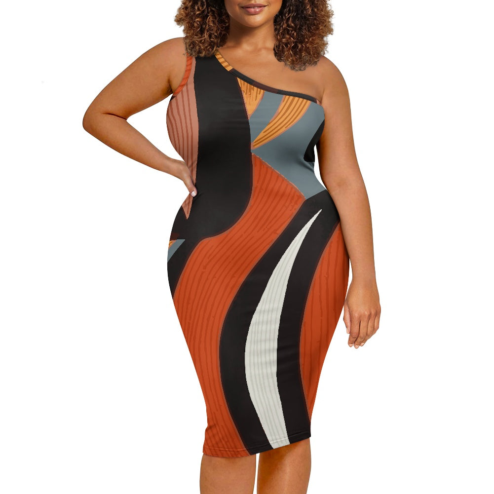Discover Elegance: Luxtrini's One-Shoulder Slim Dress - Ethnic