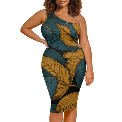 Discover Elegance: Luxtrini's One-Shoulder Slim Dress - Tropical