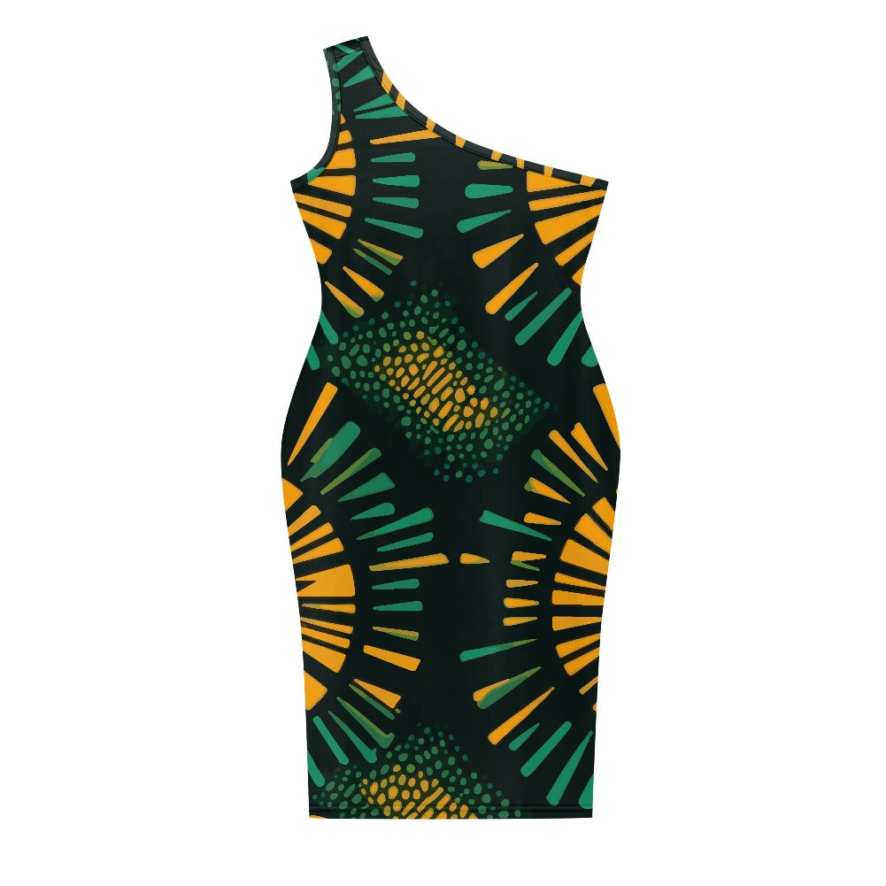 Discover Elegance: Luxtrini's One-Shoulder Slim Dress - Ethnic white