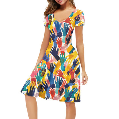 LGBTQ Women V-Neck Short Sleeve Ruffle Dress