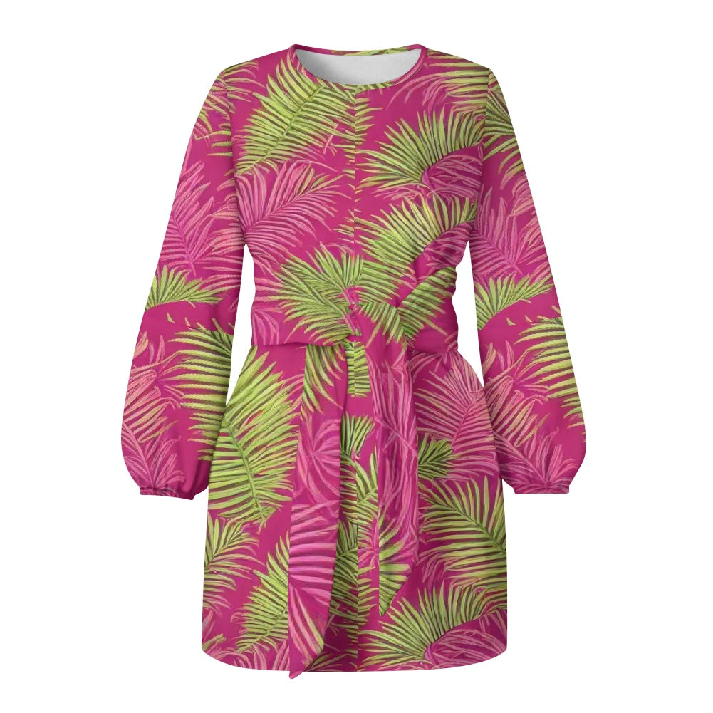 Waist Long Sleeve Tie Dress
