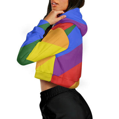 Rainbow Women's long sleeve short hooded sweatshirt