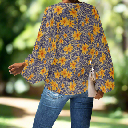 Jasmine V-Neck Chiffon Puff Sleeve Blouse by Luxtrini