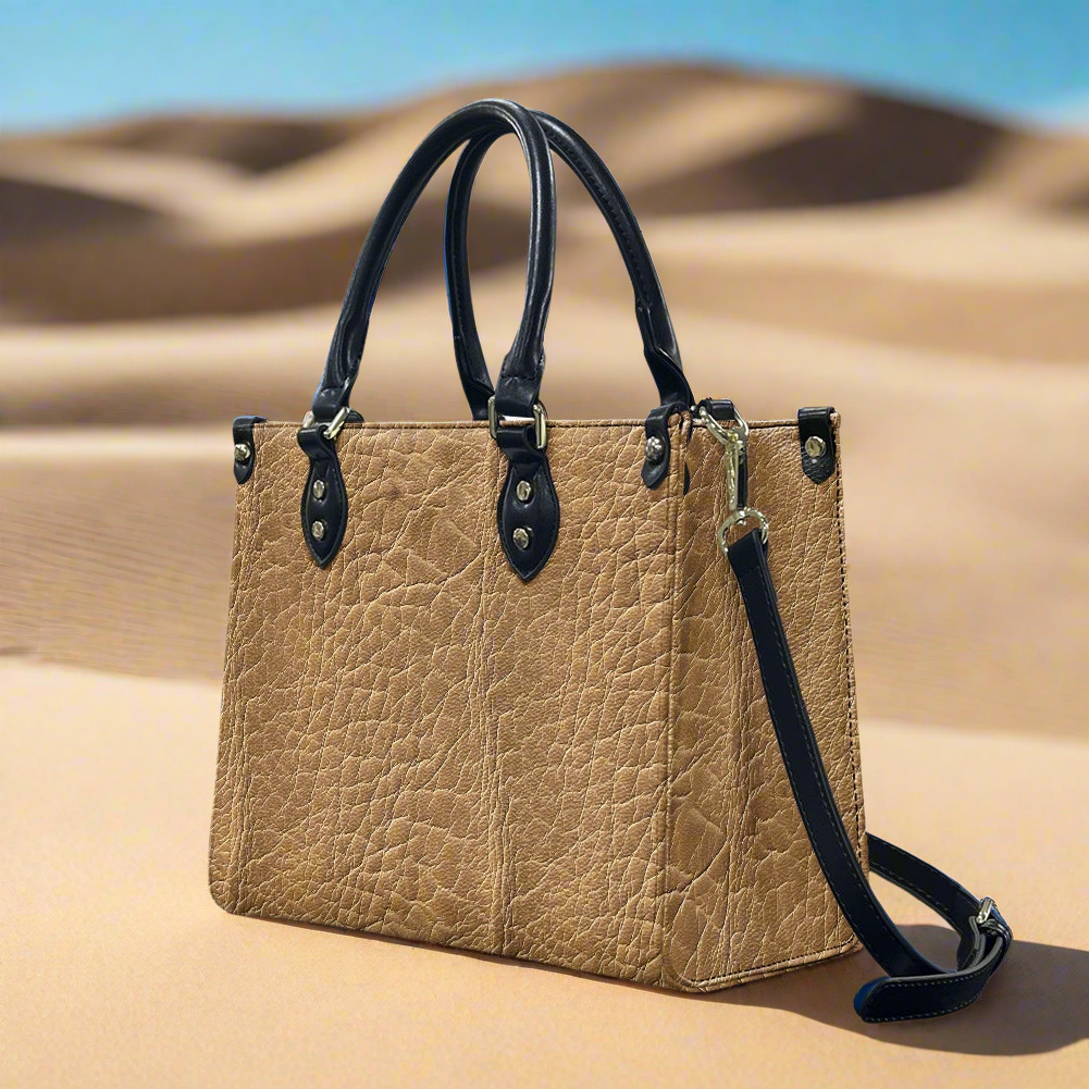 Golden Dune: Classic Textured PU Leather Women's Twill Handbag