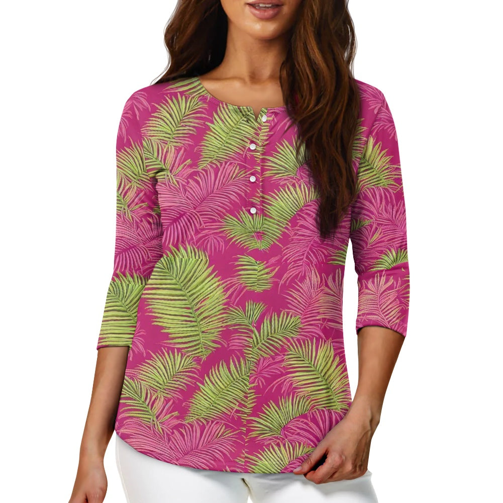 Women's three quarter sleeve top(with buttons)