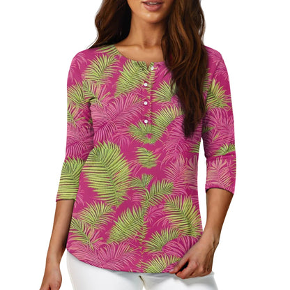 Women's three quarter sleeve top(with buttons)