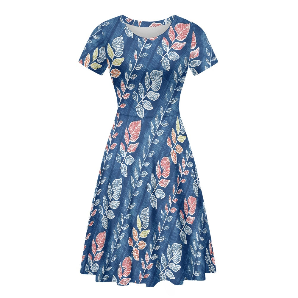 Women Scoop Neck Short Sleeve Ruffle Dress white