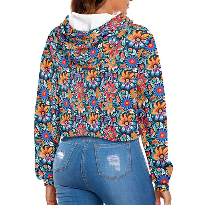 Women's midriff-baring sweatshirt - Mexcian Floral