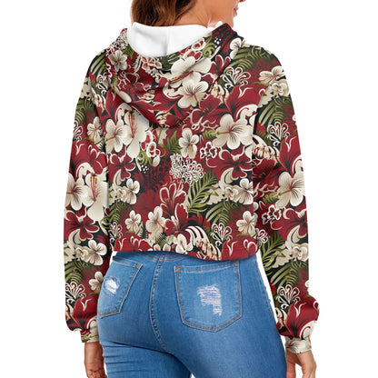 Women's midriff-baring sweatshirt - Hibiscus