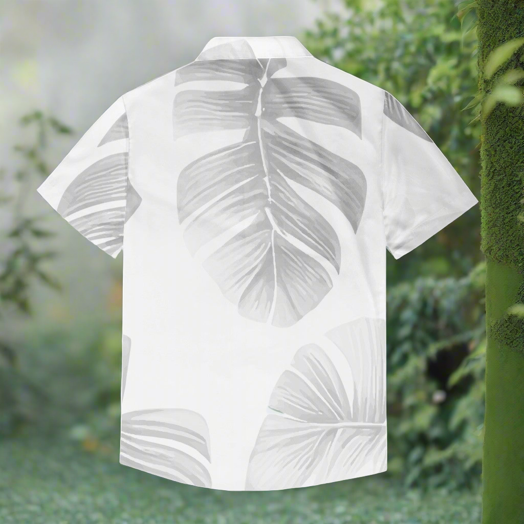 White Monstera Men's Casual Shirt