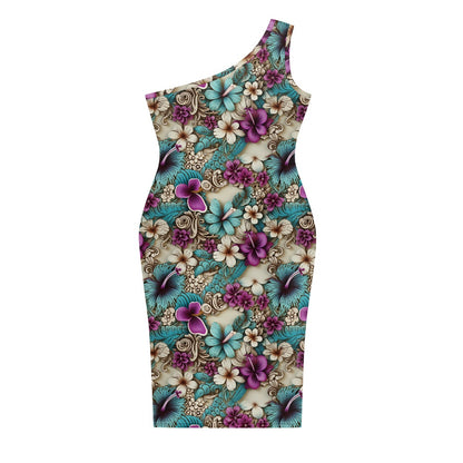 Discover Elegance: Luxtrini's One-Shoulder Slim Dress - Floral Blue