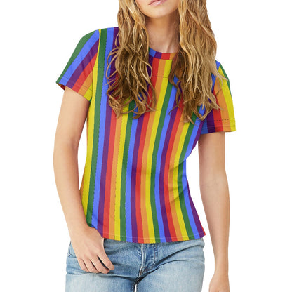 Exquisite Handcrafted Rainbow Pride Round Neck T-Shirt – Luxurious Comfort & Stylish Diversity, Designed for Unity