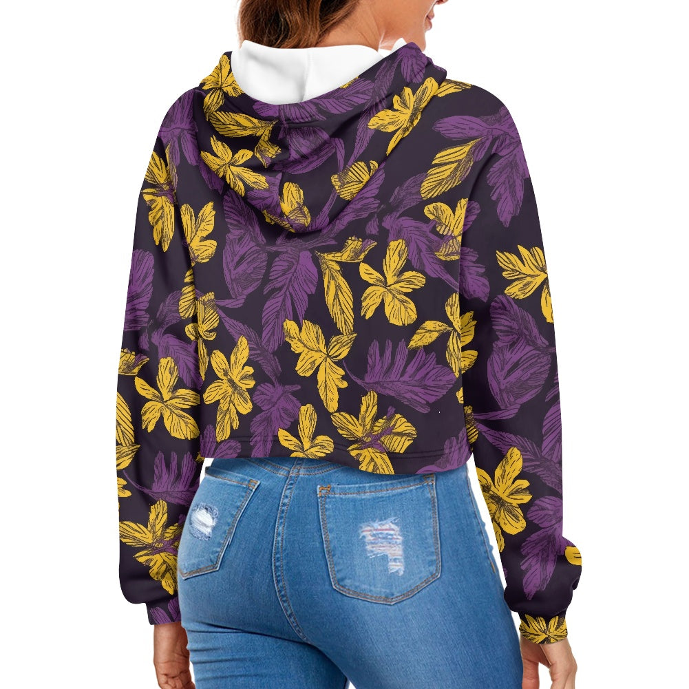 Women's midriff-baring sweatshirt - Purple and Gold