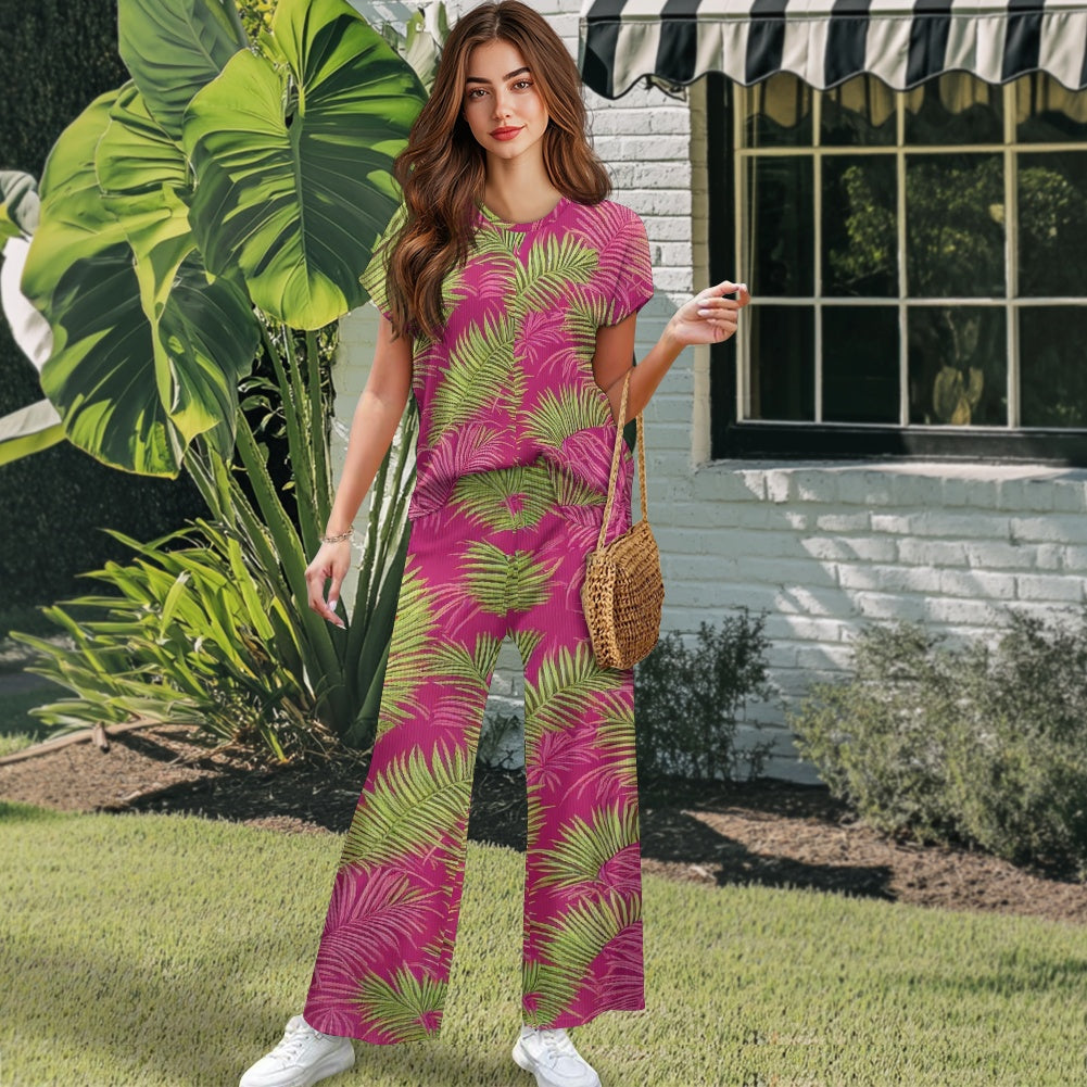 🌿 Tropical Drift Wide-Leg Lounge Set – Made for Comfort. Designed Just for You
