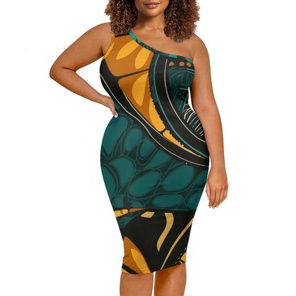 Discover Elegance: Luxtrini's One-Shoulder Slim Dress - Ethnic