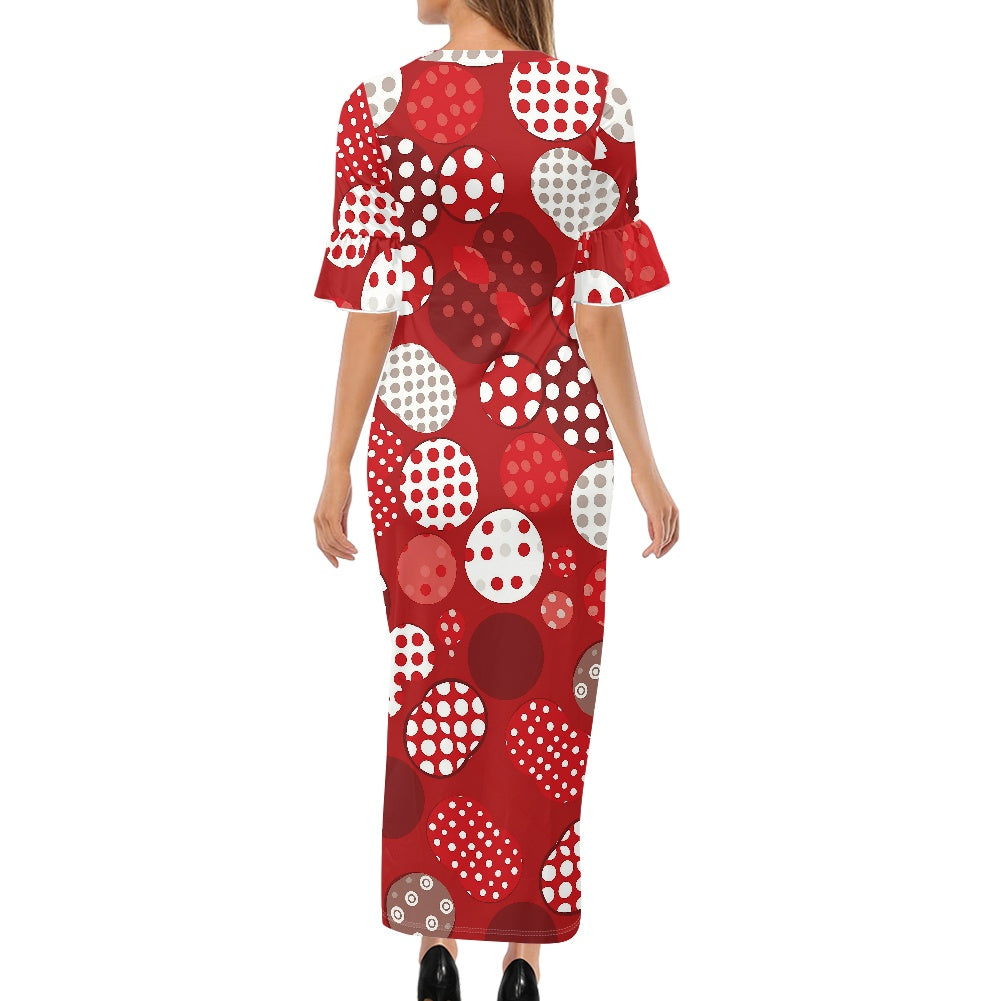 Stylish Scoop Neck Ankle-Length Dress with Unique Ruffled Sleeves for Women
