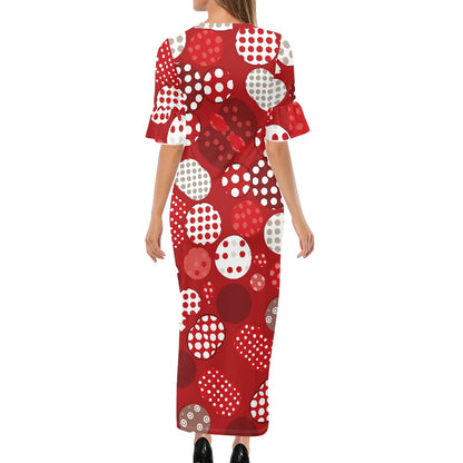 Stylish Scoop Neck Ankle-Length Dress with Unique Ruffled Sleeves for Women