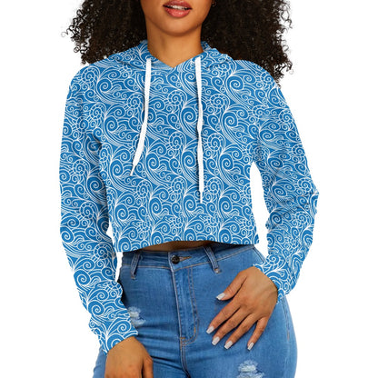 Women's midriff-baring sweatshirt - Chinese Blue Wind