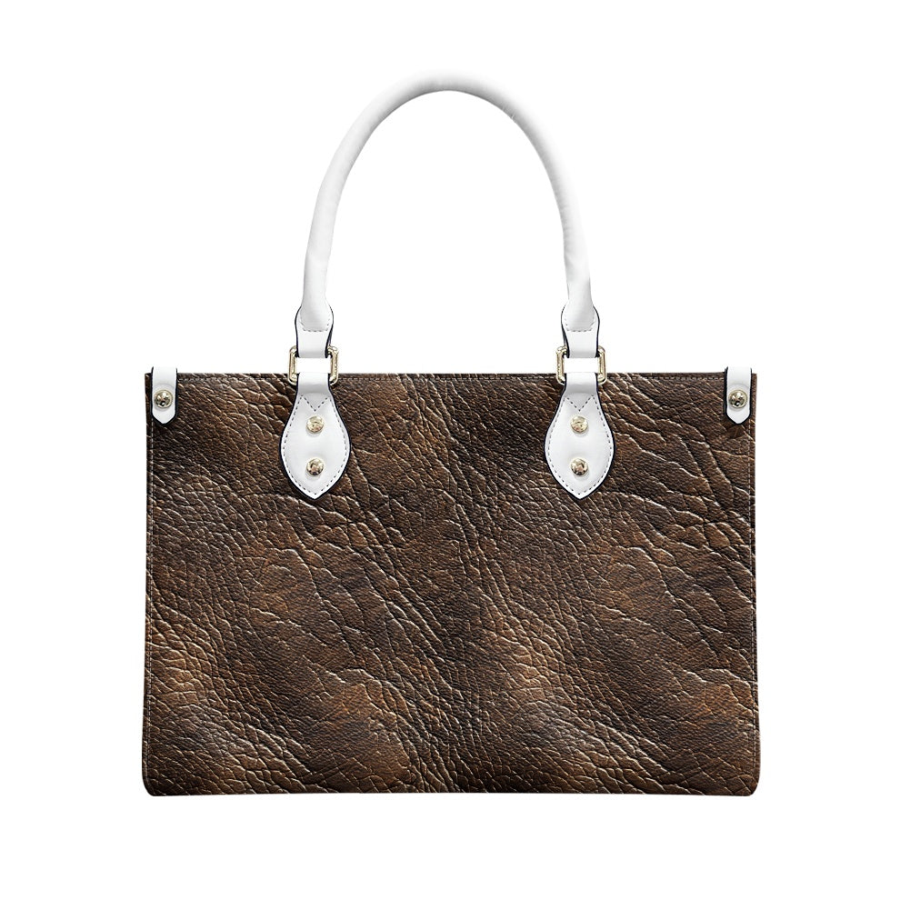 Mahogany Luxe: Premium Textured PU Leather Handbag Women's Twill