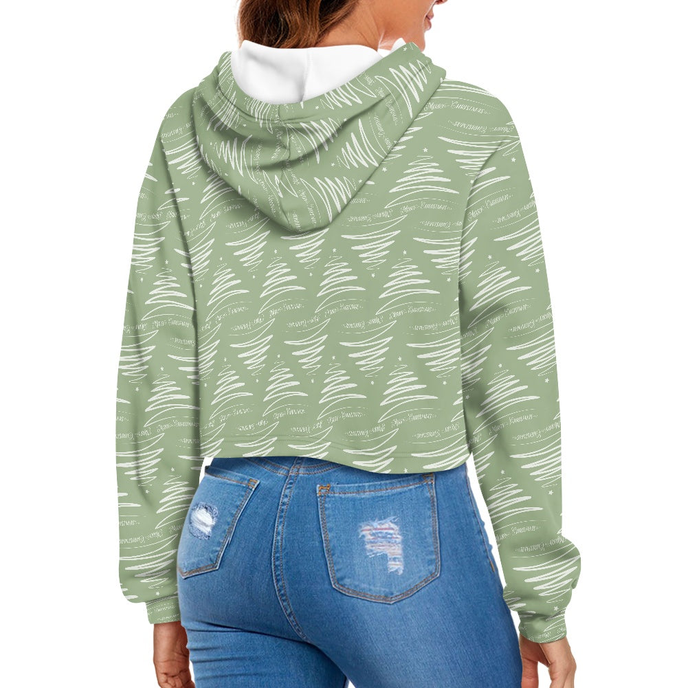 Women's midriff-baring sweatshirt - Xmas Trees