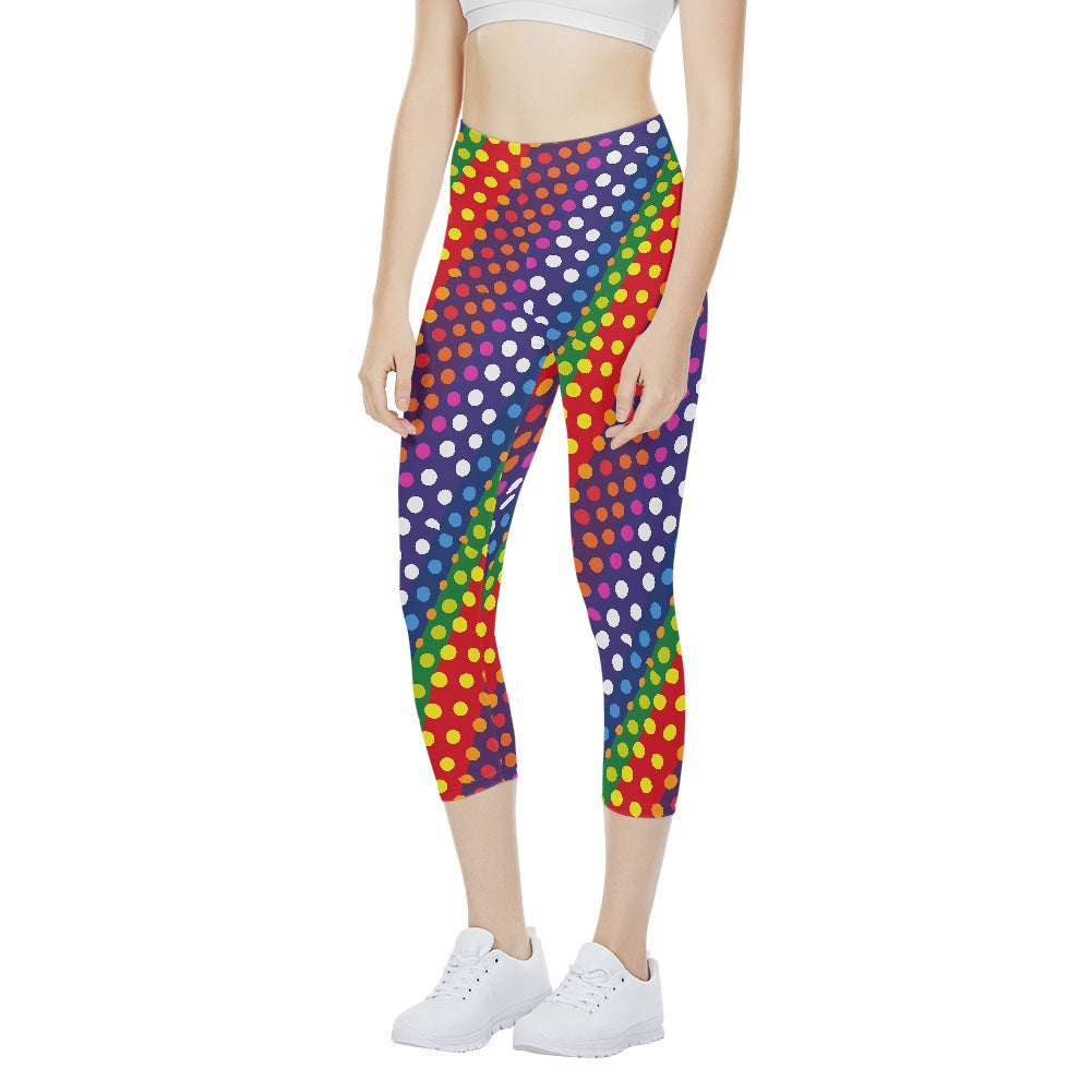 LGBTQ-Friendly Rainbow Polka Dot All-Over Print Women's Yoga Pants by Luxtrini