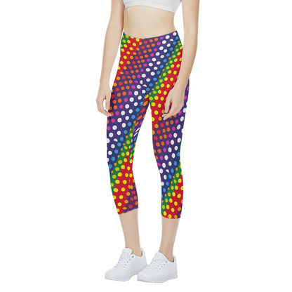 LGBTQ-Friendly Rainbow Polka Dot All-Over Print Women's Yoga Pants by Luxtrini