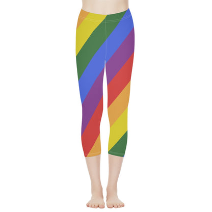 Rainbow Short Yoga Pants - Polyester & Spandex Blend, Elastic Waistband, Perfect for Yoga and Fitness Enthusiasts