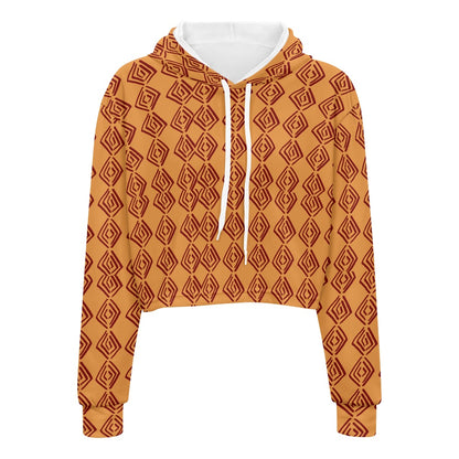 Women's midriff-baring sweatshirt - Mudcloth African white