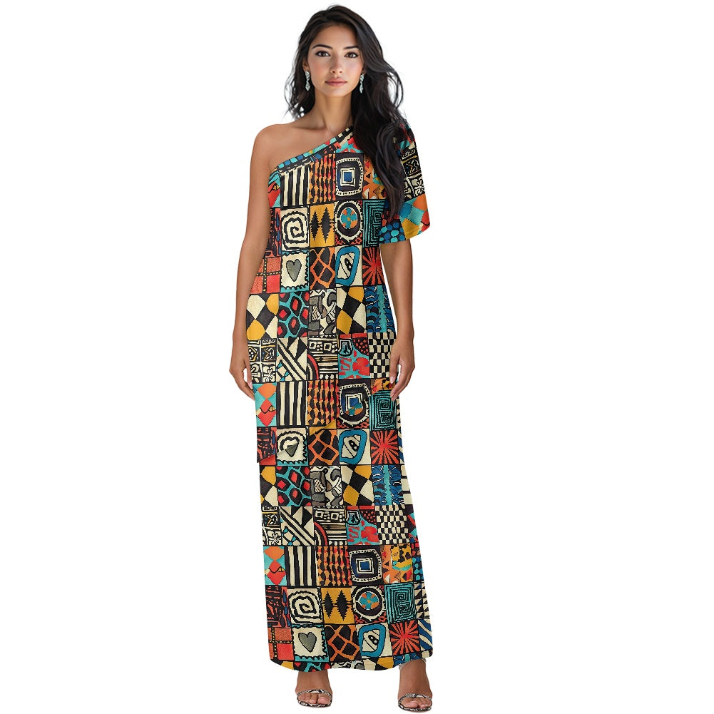 Elegant Off-Shoulder Two-Piece Dress for Women white