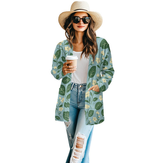 Vintage Garden Bloom Cardigan – Lightweight Floral Jacket for Women | Eco-Friendly Long Sleeve Layer white