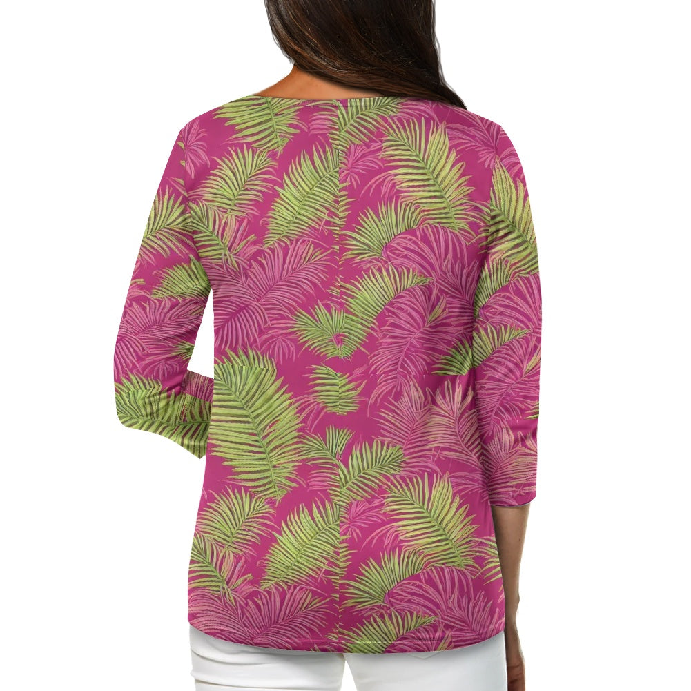 Women's three quarter sleeve top(with buttons)