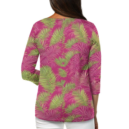 Women's three quarter sleeve top(with buttons)