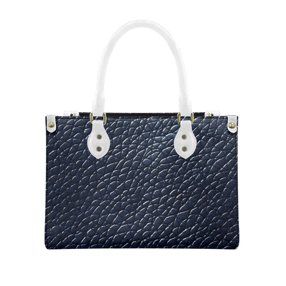 Navy and Cream Women's PU leather twill handbag