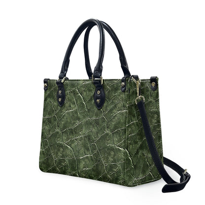 Women's Natural Opulence: Forest Green with Intricate Grain Details PU Leather Twill Handbag