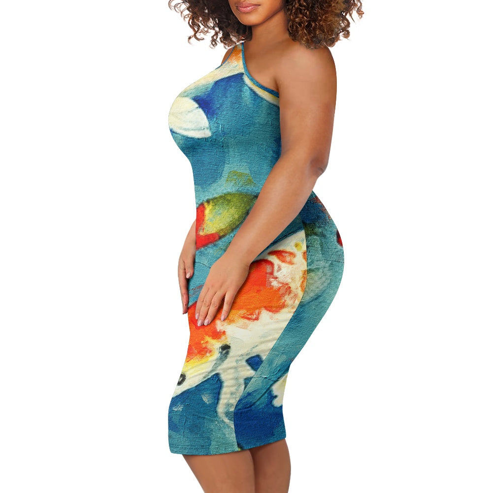 Discover Elegance: Luxtrini's One-Shoulder Slim Dress - Magic of Koi